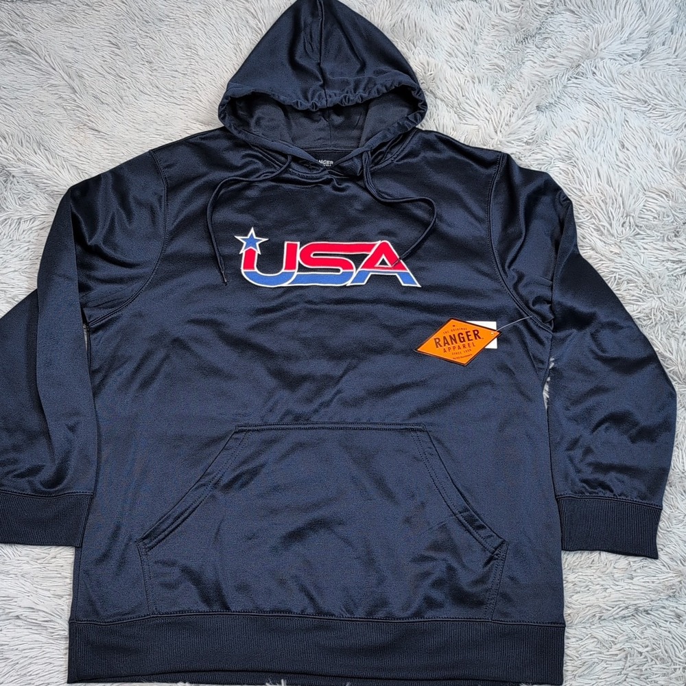 Ranger Sweatshirt Mens‎ L Blue Hoodie U.S.A. Pocket Comfort Cozy Casual Logo New